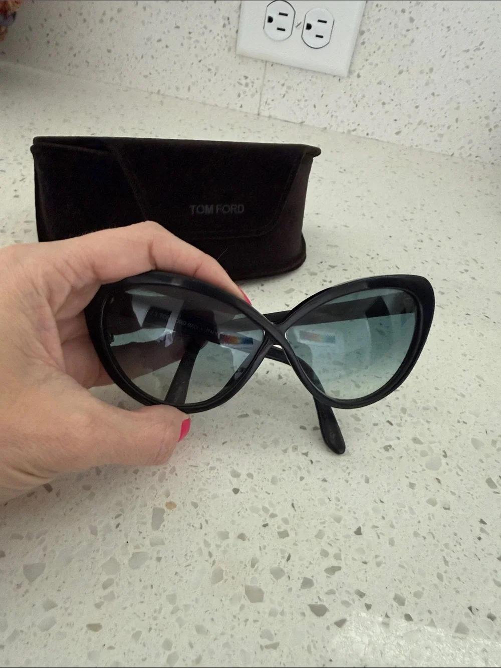 Tom Ford Oversized Criss-Cross Butterfly Sunglasses in Black with Velvet Case